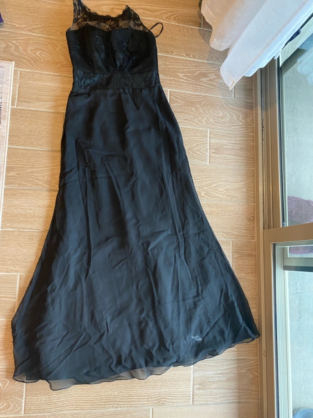 Impressions Black Lace-Accented Maxi Dress
